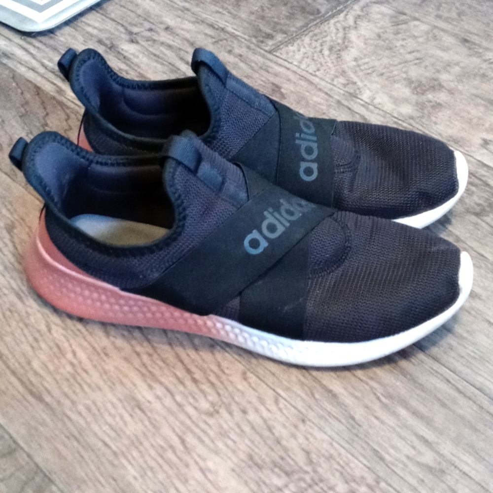 adidas Women’s Black Slip-On Sneakers with Pink Gradient Heel